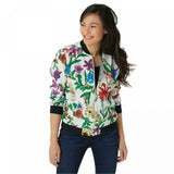 Susan Graver Women's Plus Size Printed Peachskin Bomber Jacket