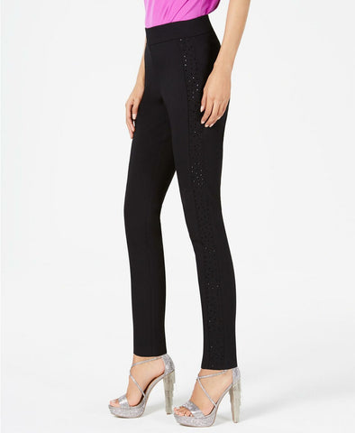 Thalia Sodi Women's Sparkle Side Skinny Pants. 100039518 Deep Black Large