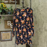 Xhilaration Women's Floral Print Long Sleeve Button Front Mini Dress
