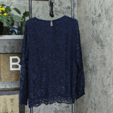 Martha Stewart Plus Size Scallop Hem Long Sleeve Corded Lace Top