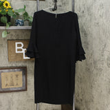 Lauren by Ralph Lauren Women's Elbow Shift Casual Tiered Ruffle Dress