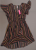 Xhilaration Women's Striped Short Sleeve Deep V-Neck Wrap Mini Dress