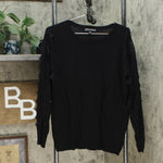 Brooke Shields Plus Size Timeless Pullover Sweater With Lace Sleeve Black 1X