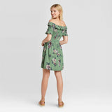 Xhilaration Women's Floral Print Short Sleeve Smocked Top Dress