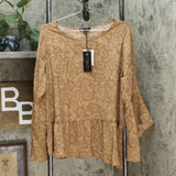 DG2 by Diane Gilman Women's Flare Sleeve Printed Peplum Top