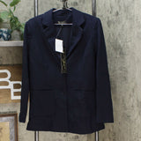 DG2 by Diane Gilman Women's Classic Ponte Blazer Jacket Navy Medium