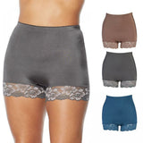 Rhonda Shear Women's 3 Pack Smooth Pin Up Panties with Lace Trim