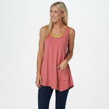NWT LOGO By Lori Goldstein Plus Heathered Rib Knit Tank With Pocket. A350575 3X