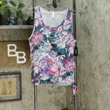 NWT Ideology Womens Hibiscus Printed Side-Tie Tank Top. 100068138MS Large