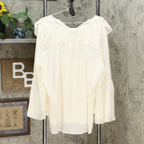 Curations Women's Plus Size V-Neck Long Bell Sleeve Blouse