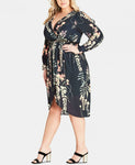 City Chic Trendy Plus Size Floral Vine Dress Navy XL (22W)