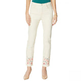 DG2 by Diane Gilman Petite Stretch Floral Fray-Hem Ankle Jeans Cream 4P
