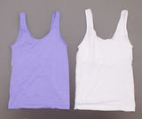 Rhonda Shear Women's Tank Tops With Shelf Bra White / Purple XL