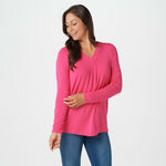 Laurie Felt Knit Rayon Made From Bamboo Blend Perfect T-Shirt Raspberry Plus 2X