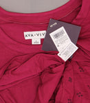 Ava & Viv Women's Mixed Media Jersey Front Woven Back Pullover Top