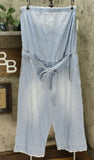Colleen Lopez Women's Plus Size Strapless Chambray Denim Jumpsuit