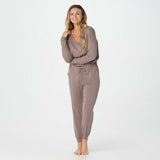 AnyBody Women's Cozy Knit Long Sleeve Jumpsuit Smokey Taupe XS