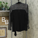 DG2 by Diane Gilman Eco Ponte Knit Drape Front Easy Jacket Black Leopard XS