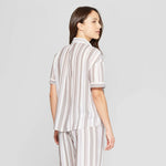 Stars Above Women's Striped Simply Cool Short Sleeve Button-Up Pajama Shirt