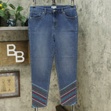Denim & Co. Women's Slim Straight Jeans With Hem Embroidery Harbor 12
