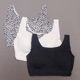 Rhonda Shear 3 Pack Body Bras with Removable Pads Black/ Leopard/ White 2X