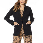 IMAN Women's Plus Size Global Chic Luxury Resort Blazer With Printed Cuffs