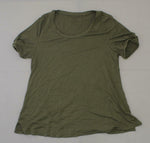H by Halston Women's Knit Crepe Scoop Neck Twist Sleeve Top Olive Small