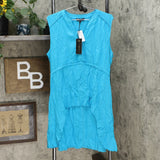 DG2 by Diane Gilman Women's Linen Blend Sleeveless Hi Low Tunic Top
