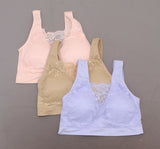 Rhonda Shear Plus Size 3 Pack Ahh Bras with Lace Overlay Multi 2X