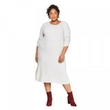 Ava & Viv Women's Plus Size Long Sleeve Scoop Neck Rib Knit Dress