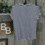 Style & Co. Petite Cotton Striped Knit Top Navy Petite Large