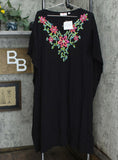 Quacker Factory Embroidered Floral Sequin Knit Caftan Dress