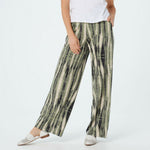 Denim & Co. Women's Wide Leg Pull-On Beach Pants Olive Tie Dye XXS