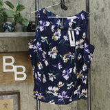 Nine West Women's Sleeveless Floral Print Pleated Top
