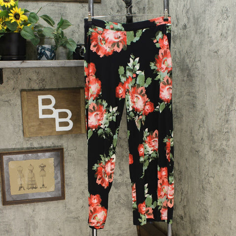 Nina Leonard Women's Printed Matte Jersey Palazzo Pants Black Multi Medium