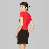 Wild Fable Women's Short Sleeve Crewneck Lettuce Edge Baby Tee