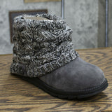 Muk Luks Women's Patti Faux Suede Knit Cuffed Winter Ankle Boots