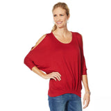 DG2 by Diane Gilman Women's Slit Sleeve Pleat Front Dolman Top
