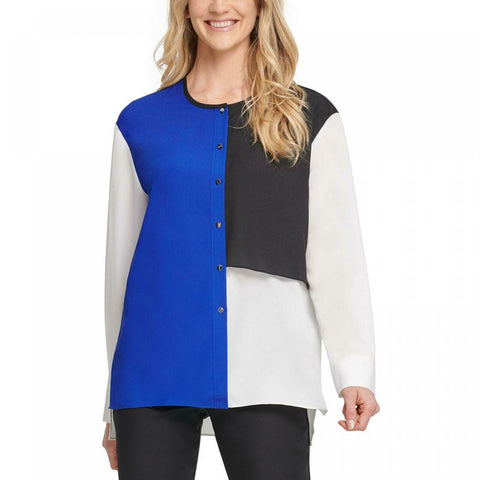 DKNY Women's Colorblocked Button Up Shirt