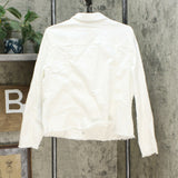 DG2 by Diane Gilman Women's Frayed-Hem Denim Jacket White Large
