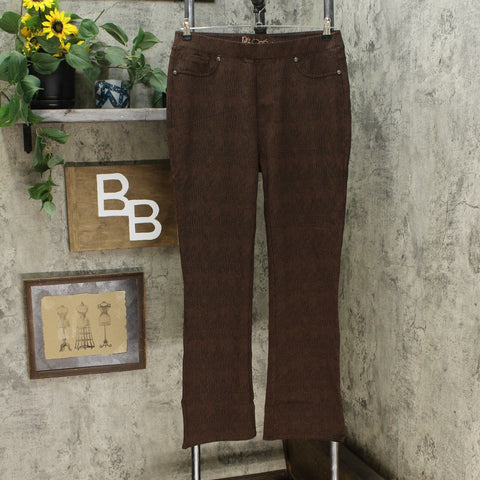 DG2 by Diane Gilman Pull On Stretch Ponte Boot Cut Pants Espresso Large