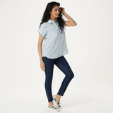 NWT LOGO By Lori Goldstein Woven Button Down Blouse. A352018 X-Large