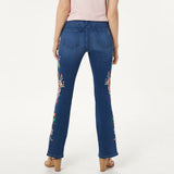 Laurie Felt Plus Size Silky Denim Embroidered Boot-Cut Jeans