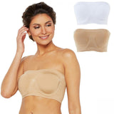 Rhonda Shear 2 Pack Underwire Bandeau Bra With Removable Pads Nude/ White 3X