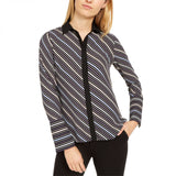 Anne Klein Women's Milano Striped Wide Cuff Blouse
