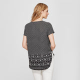 Spense Women's Floral Print Short Sleeve Woven Shirt Blouse Top