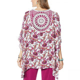 Colleen Lopez Women's Plus Size Crochet Inset Kimono Topper