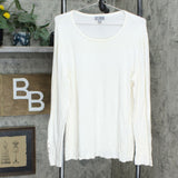 JM Collection Women's Studded-Cuff Sweater Eggshell Large