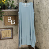 MarlaWynne Women's Matte Jersey Sleeveless Dress With Pockets Sea Blue Small