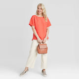 A New Day Women's Short Sleeve Linen Cuff T-Shirt